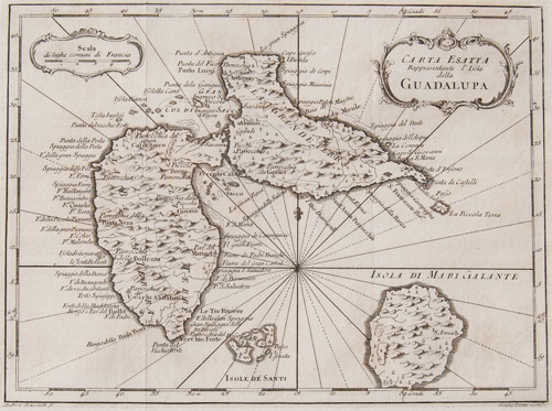 Carta Esatta Rappresentante l'Isola Guadalupa (Guadaloupe) 1763